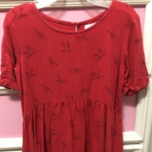 Old navy little girls red dress with birds
